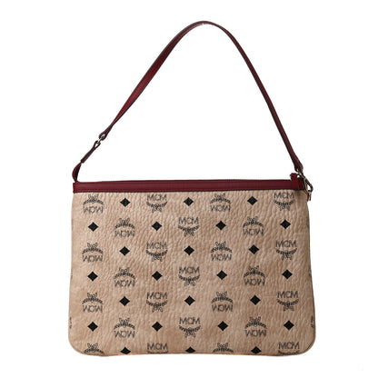 MCM Visetos Liz Shopper Tote Pouch Beige Ruby Red 1 of 8