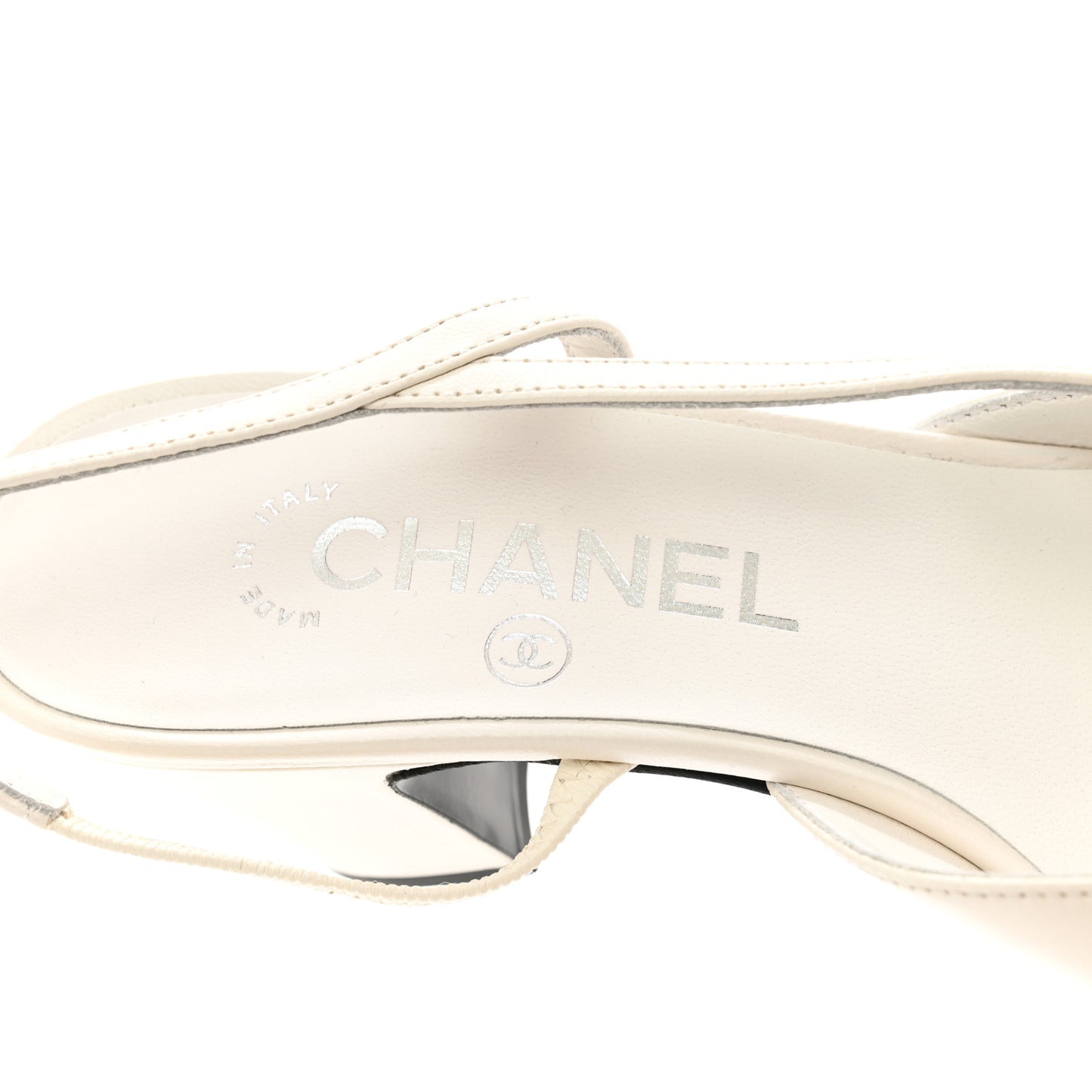 Lambskin Cap Toe CC Slingback Pumps 36 White Black