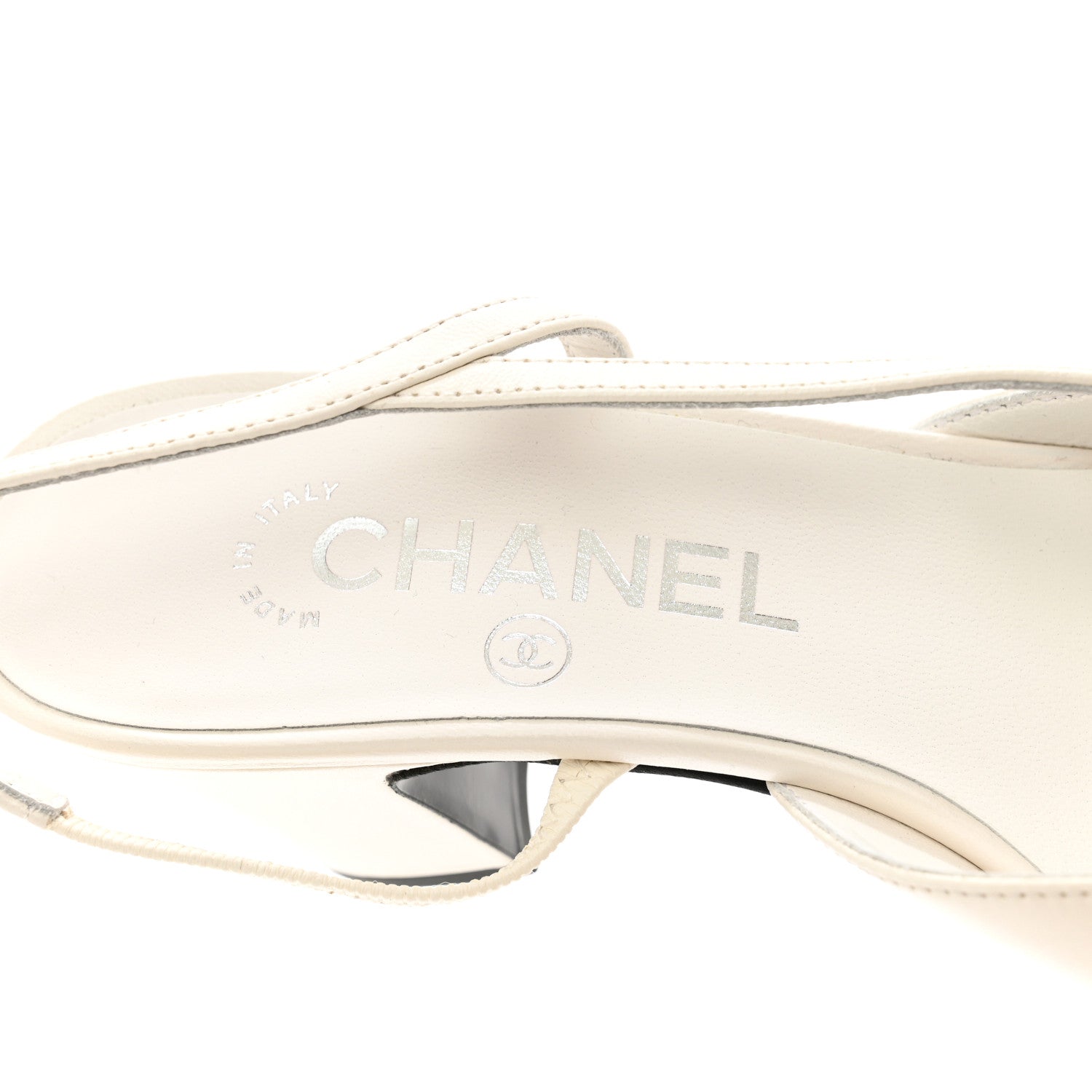 Chanel Lambskin Cap Toe CC Slingback Pumps 36 White Black 7 of 9