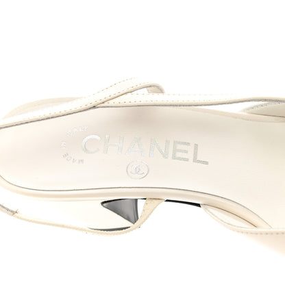 Chanel Lambskin Cap Toe CC Slingback Pumps 36 White Black 7 of 9