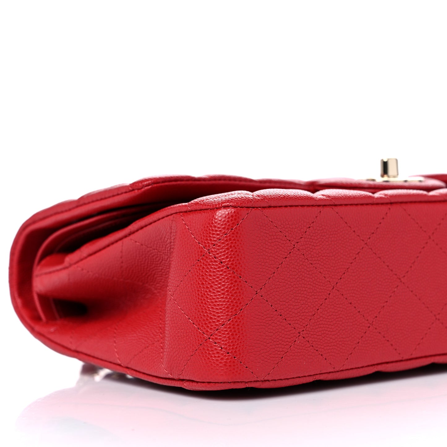 Caviar Quilted Medium Double Flap Red