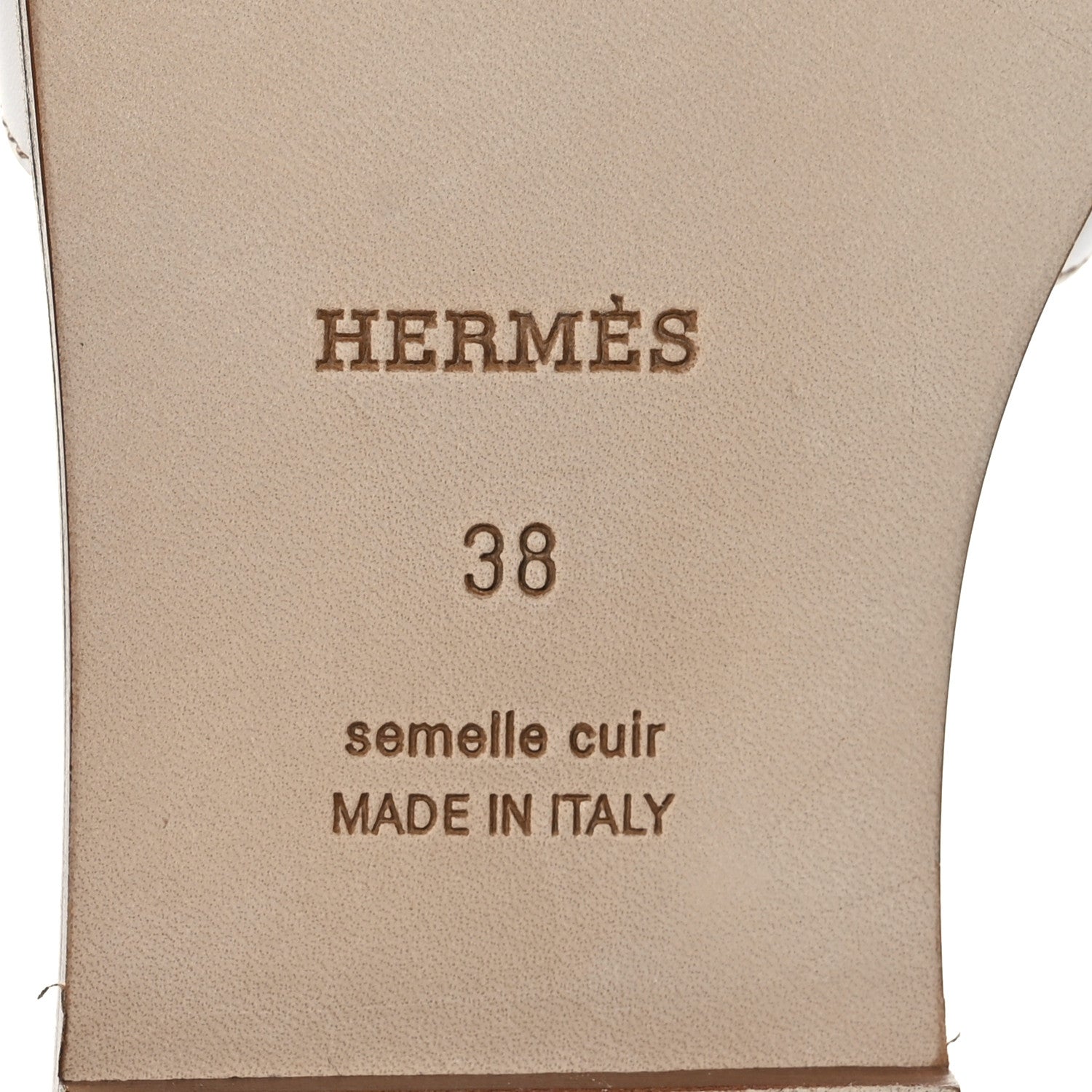Hermes Box Calfskin Oran Sandals 38 White 8 of 9
