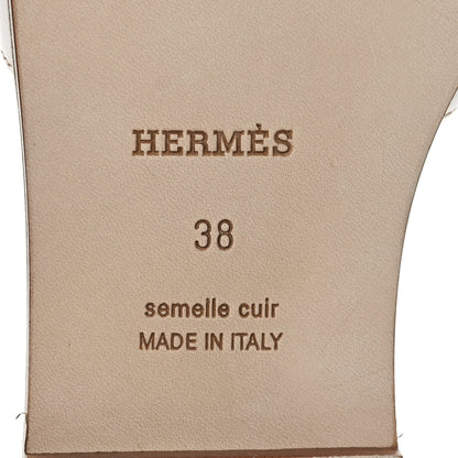 Hermes Box Calfskin Oran Sandals 38 White 8 of 9