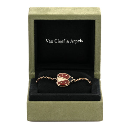 Van Cleef & Arpels 18K Rose Gold Carnelian Onyx Lucky Spring Open Wing Lady Bug Bracelet 5 of 5