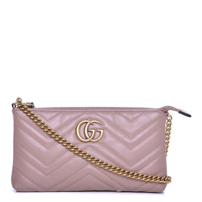 Gucci Calfskin Matelasse Mini GG Marmont Chain Bag Porcelain Rose 1 of 7