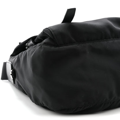 Prada Tessuto Nylon Saffiano Double Buckle Messenger Shoulder Bag Black 9 of 10