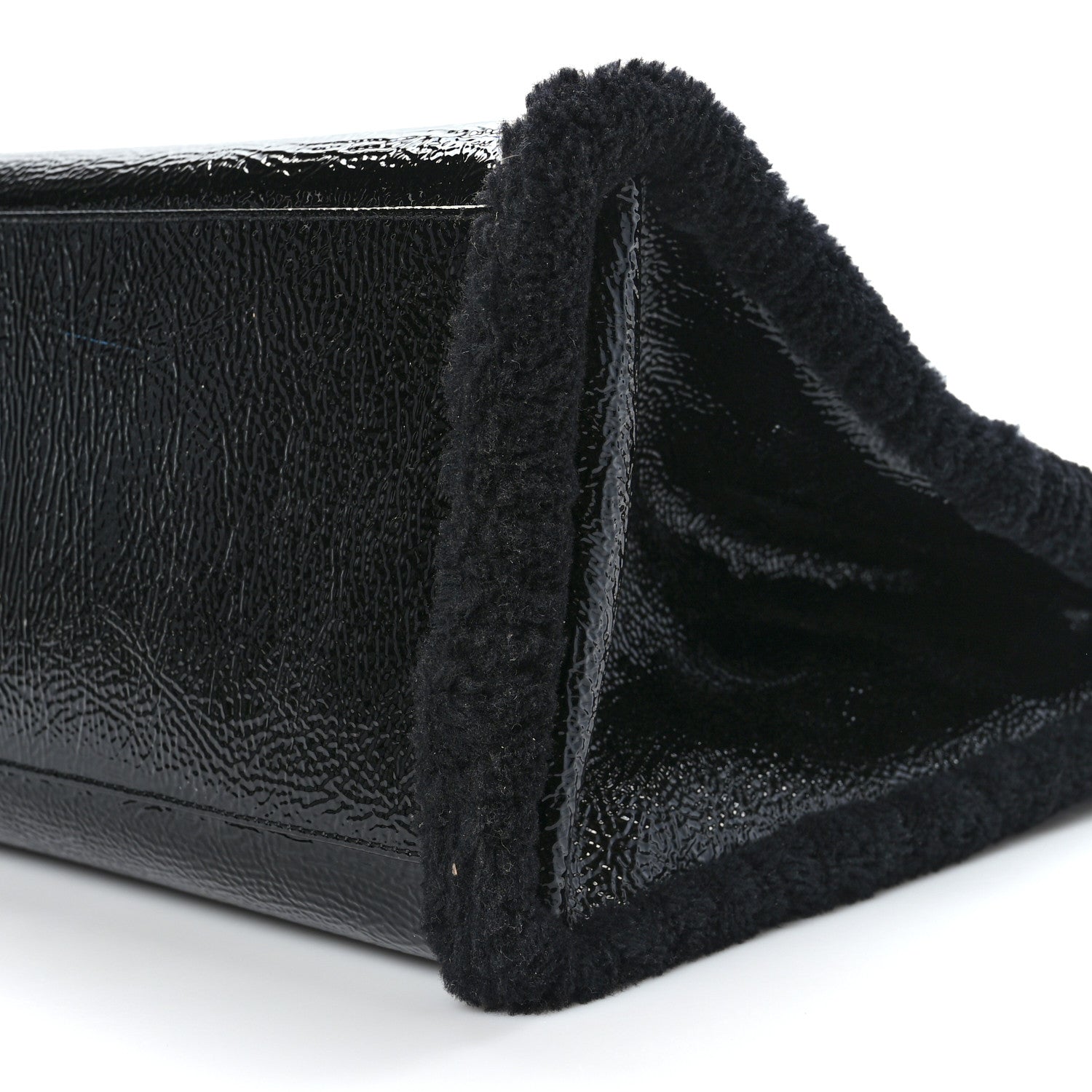 Telfar X UGG Crinkle Patent Shearling Large Shopping Bag Black 8 of 8