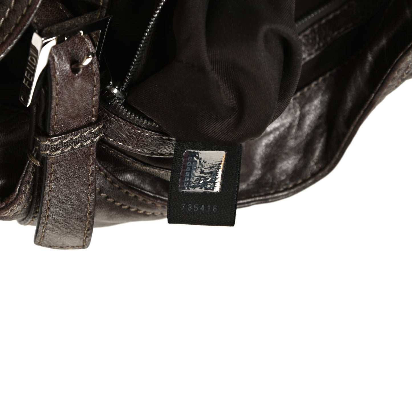 Metallic Calfskin Shoulder Bag Brown