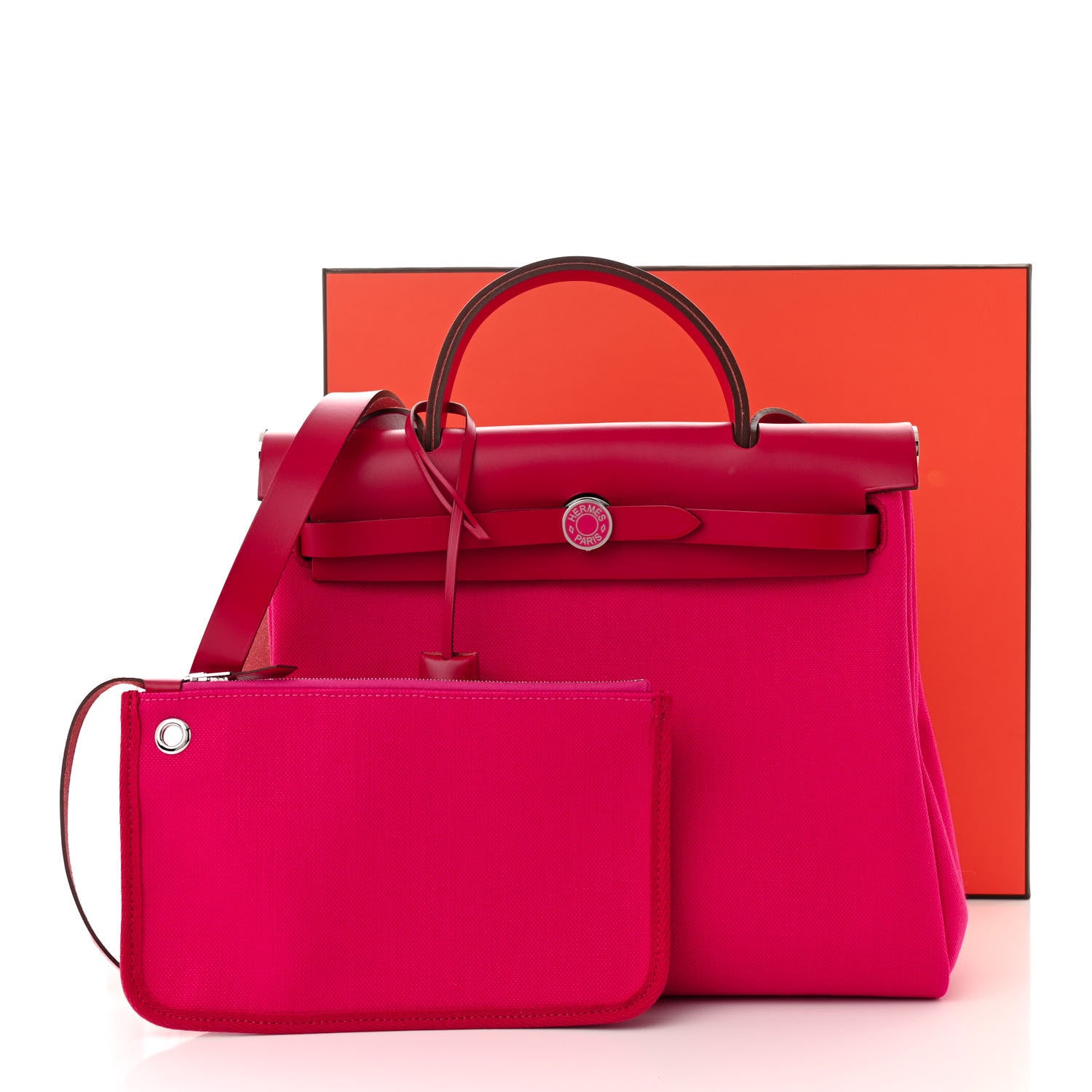 Hermes Toile Militaire Vache Hunter Laque Herbag Zip Retourne 31 PM Rose Mexico Rouge Piment 12 of 12