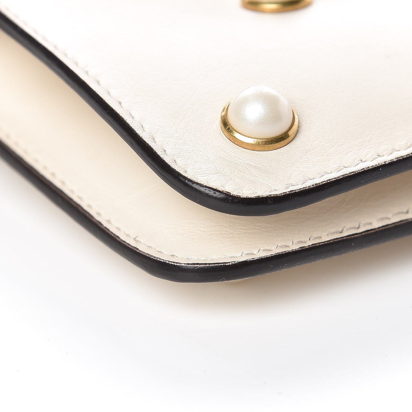 Nappa Pearl Studded Mini Queen Margaret Broadway Shoulder Bag Mystic White