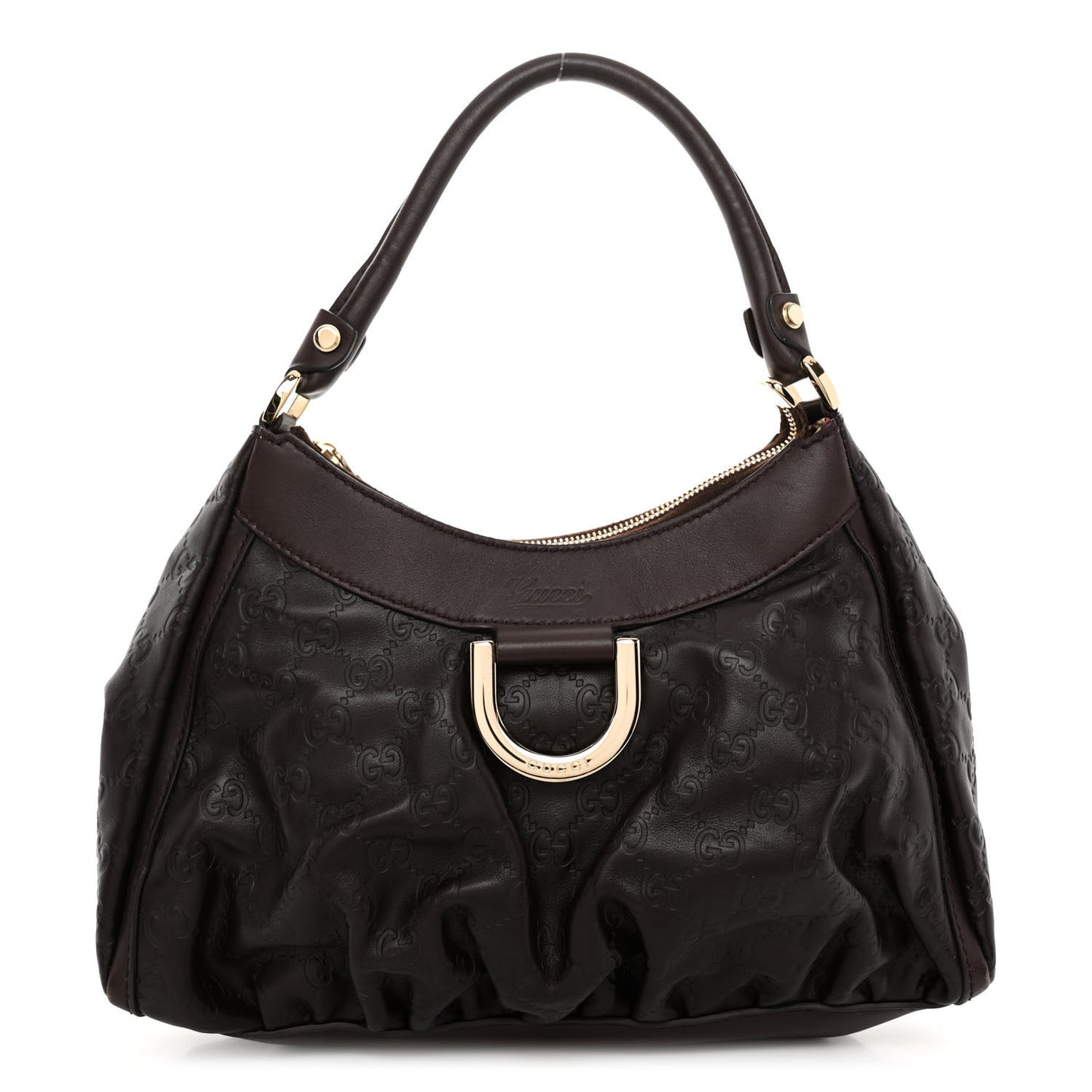 Guccissima Small D Gold Ring Shoulder Bag Chocolate Brown
