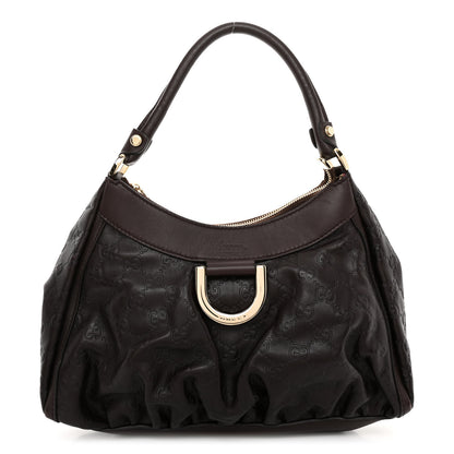 Gucci Guccissima Small D Gold Ring Shoulder Bag Chocolate Brown 1 of 9