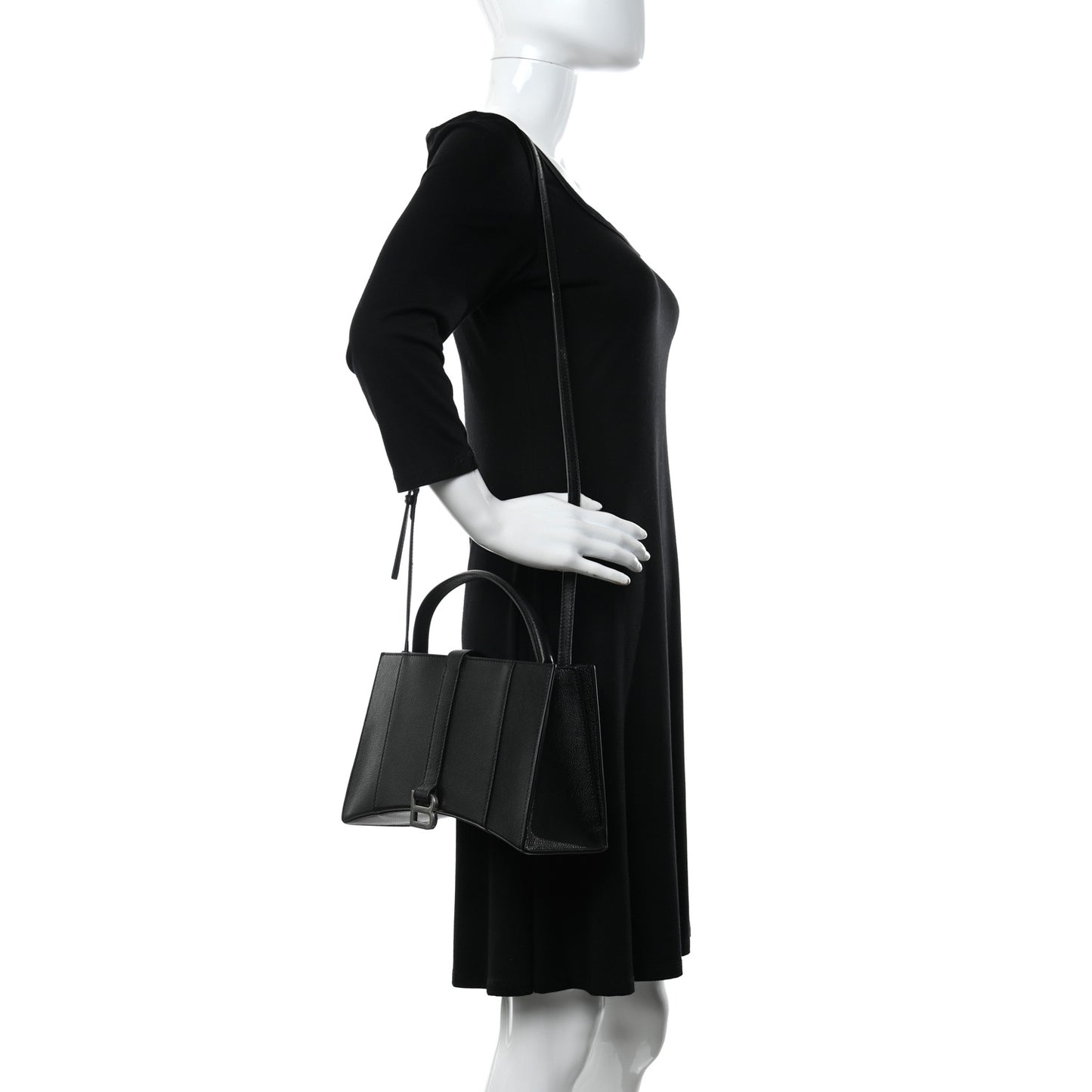 Grained Calfskin XS Hourglass East West Tote Black