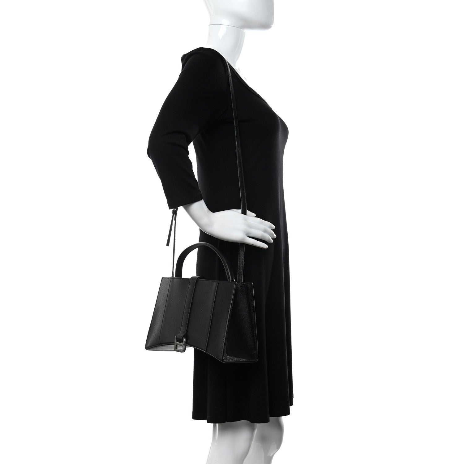 Balenciaga Grained Calfskin XS Hourglass East West Tote Black 2 of 10