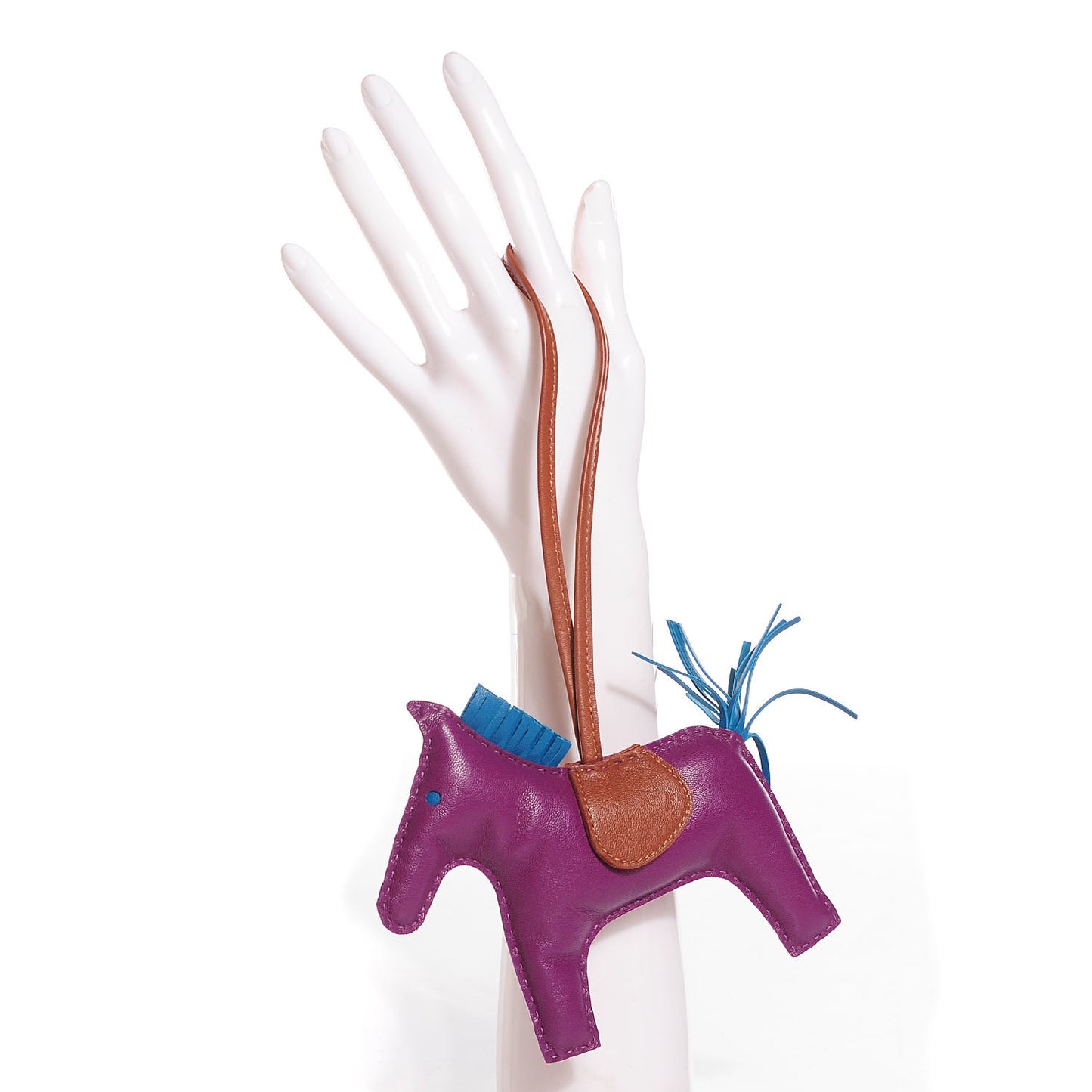 Milo Lambskin Grigri Rodeo Horse Bag Charm GM Anemone Bleu Izmir Fauve