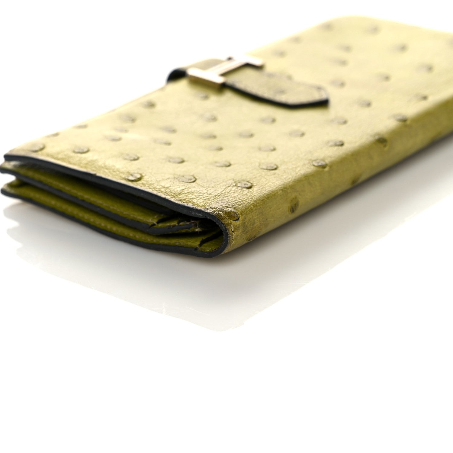 Hermes Ostrich Bearn Gusset Wallet Vert Anis 7 of 19