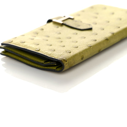 Hermes Ostrich Bearn Gusset Wallet Vert Anis 7 of 19