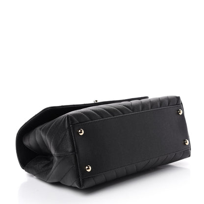 Chanel Caviar Chevron Quilted Small Coco Handle Flap Black 5 of 11
