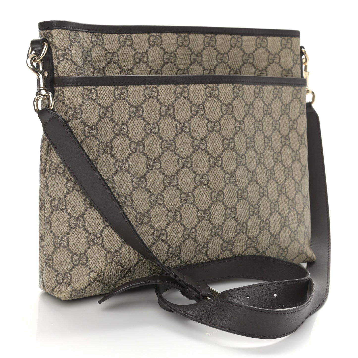 GG Plus Monogram Medium Flat Messenger Bag Dark Brown