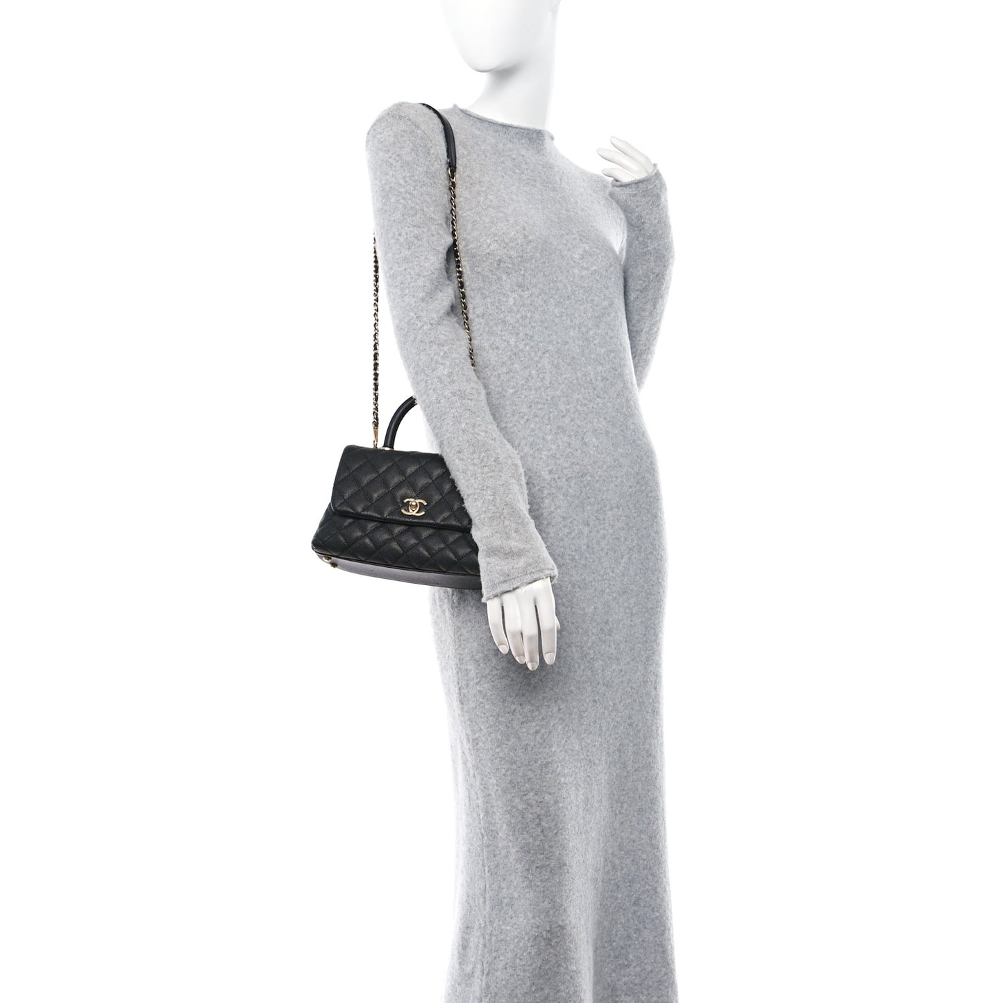 Caviar Quilted Mini Coco Handle Flap Black