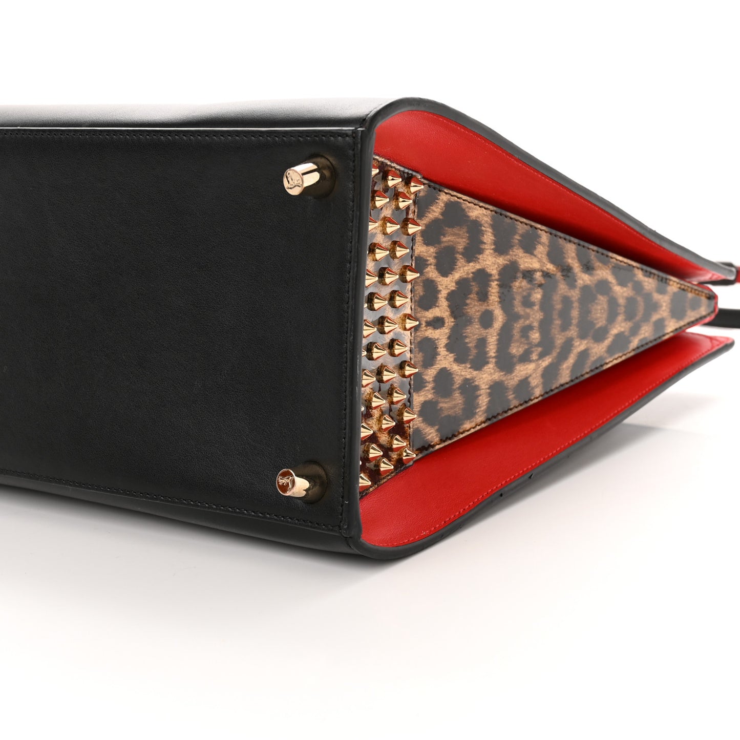 Calfskin Patent Leopard Spiked Large Paloma Black