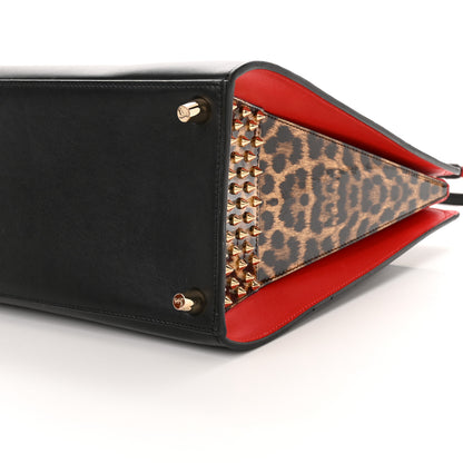 Christian Louboutin Calfskin Patent Leopard Spiked Large Paloma Black 9 of 10