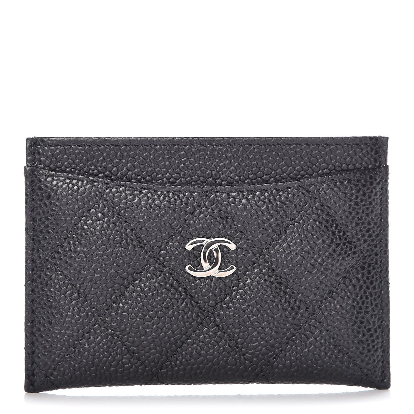 Caviar Quilted Card Holder Black