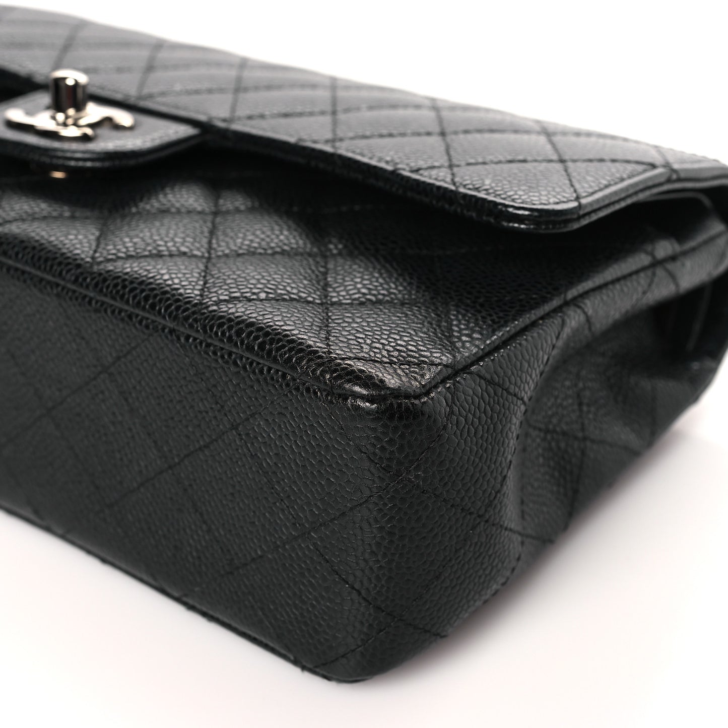 Caviar Quilted Medium Double Flap Black
