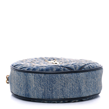 Saint Laurent Denim Quilted Monogram Round Crossbody Bag Rodeo Blue 4 of 11