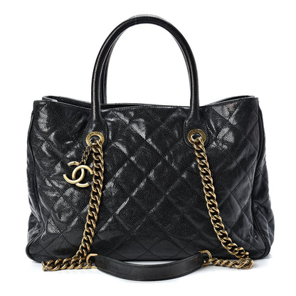 Chanel Crumpled Grained Calfskin Quilted CC Crave Tote Black 1 of 16