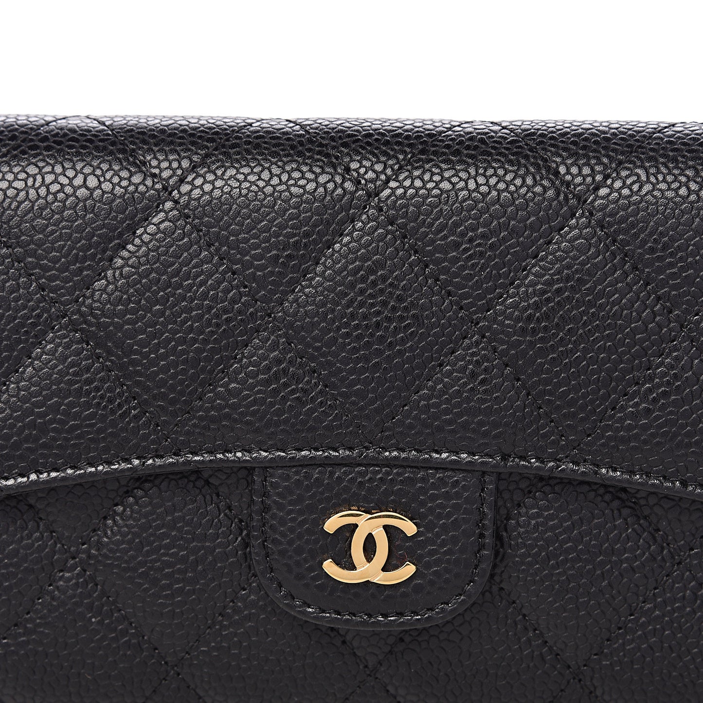 Caviar Quilted Large Flap Wallet Black
