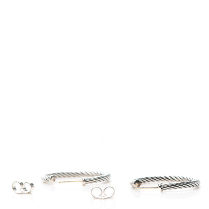 David Yurman Sterling Silver Small Cable Classics Hoop Earrings 3 of 8
