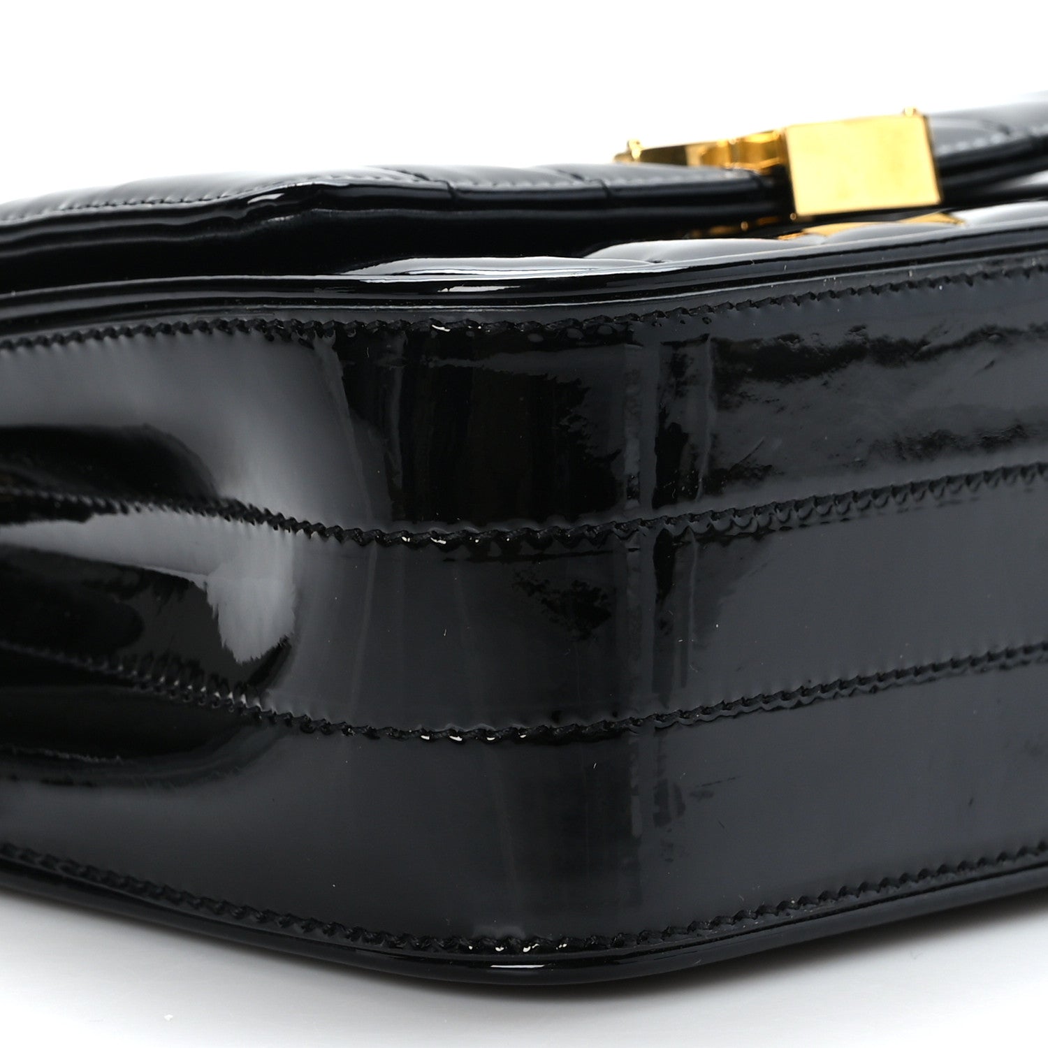 Saint Laurent Patent Calfskin Matelasse Monogram Small Vicky Chain Bag Black 8 of 12