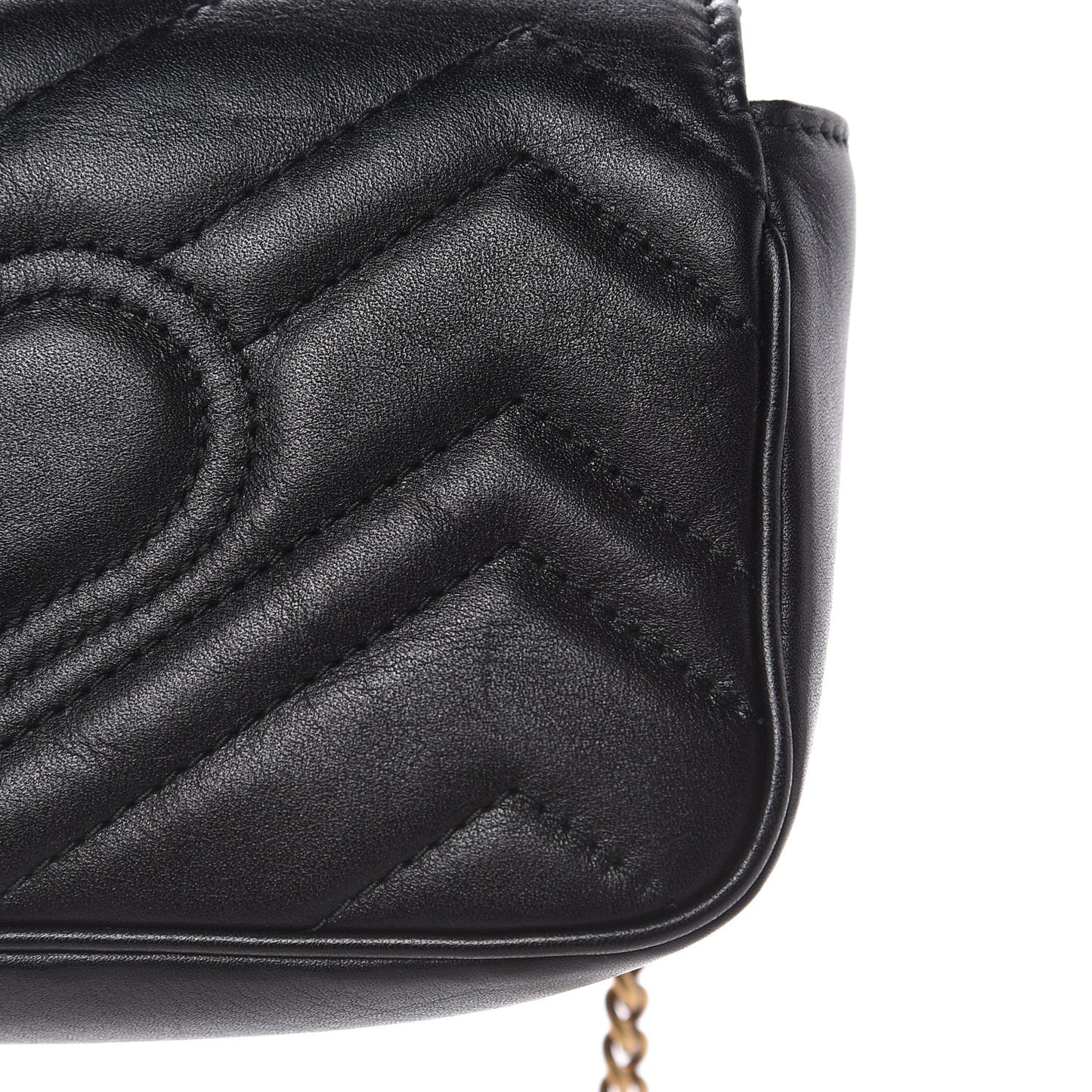 Calfskin Matelasse Super Mini GG Marmont Shoulder Bag Black