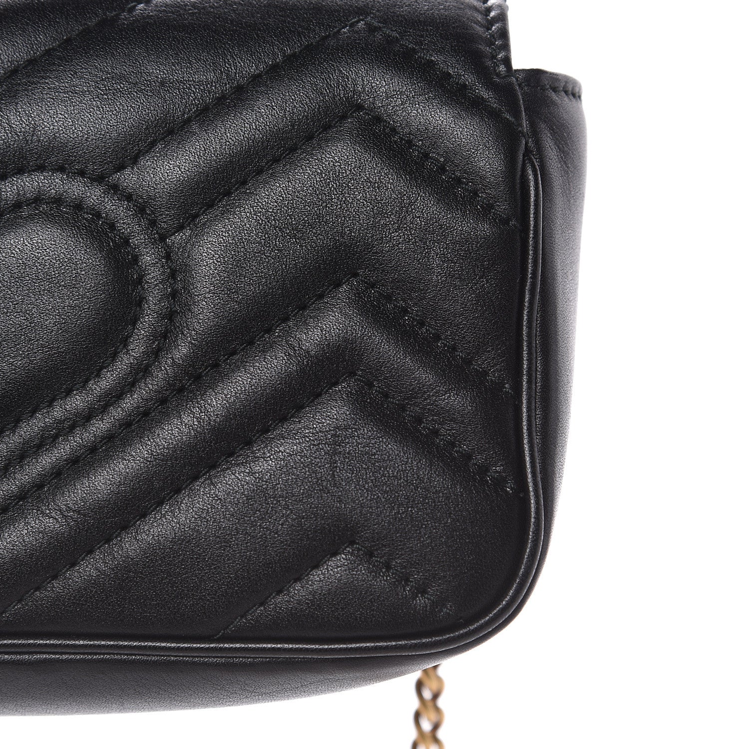 Gucci Calfskin Matelasse Super Mini GG Marmont Shoulder Bag Black 10 of 12