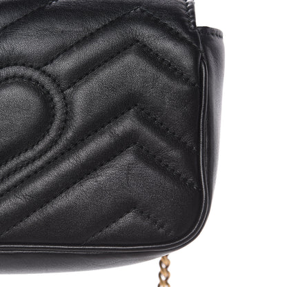 Gucci Calfskin Matelasse Super Mini GG Marmont Shoulder Bag Black 10 of 12