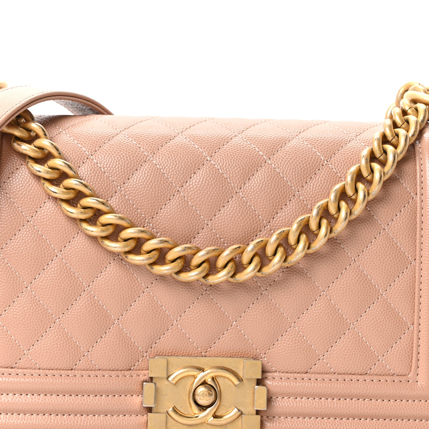 Chanel Caviar Quilted Medium Boy Flap Beige 7 of 10