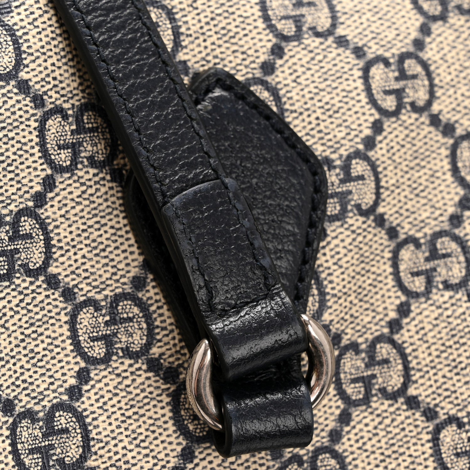 Gucci GG Supreme Monogram Textured Calfskin Web Medium Ophidia Shopping Tote Beige Blue 15 of 15