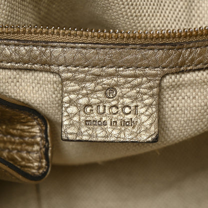 Gucci Metallic Pebbled Calfskin Large Soho Chain Shoulder Bag Golden Beige 5 of 7
