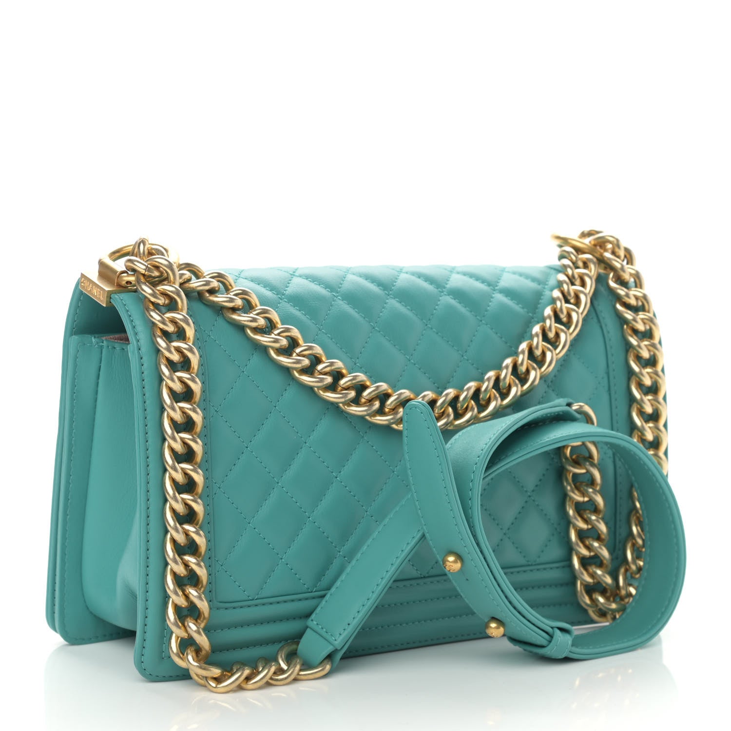 Chanel Calfskin Quilted Medium Boy Flap Turquoise 3 of 10