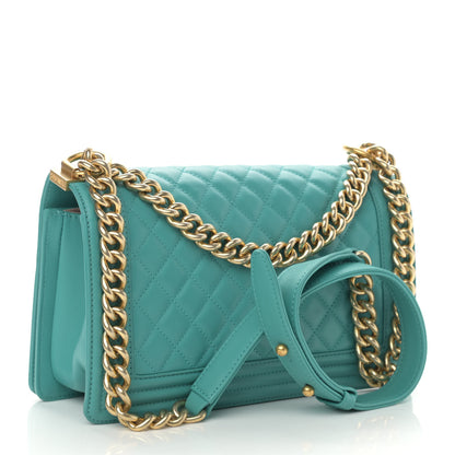 Chanel Calfskin Quilted Medium Boy Flap Turquoise 3 of 10