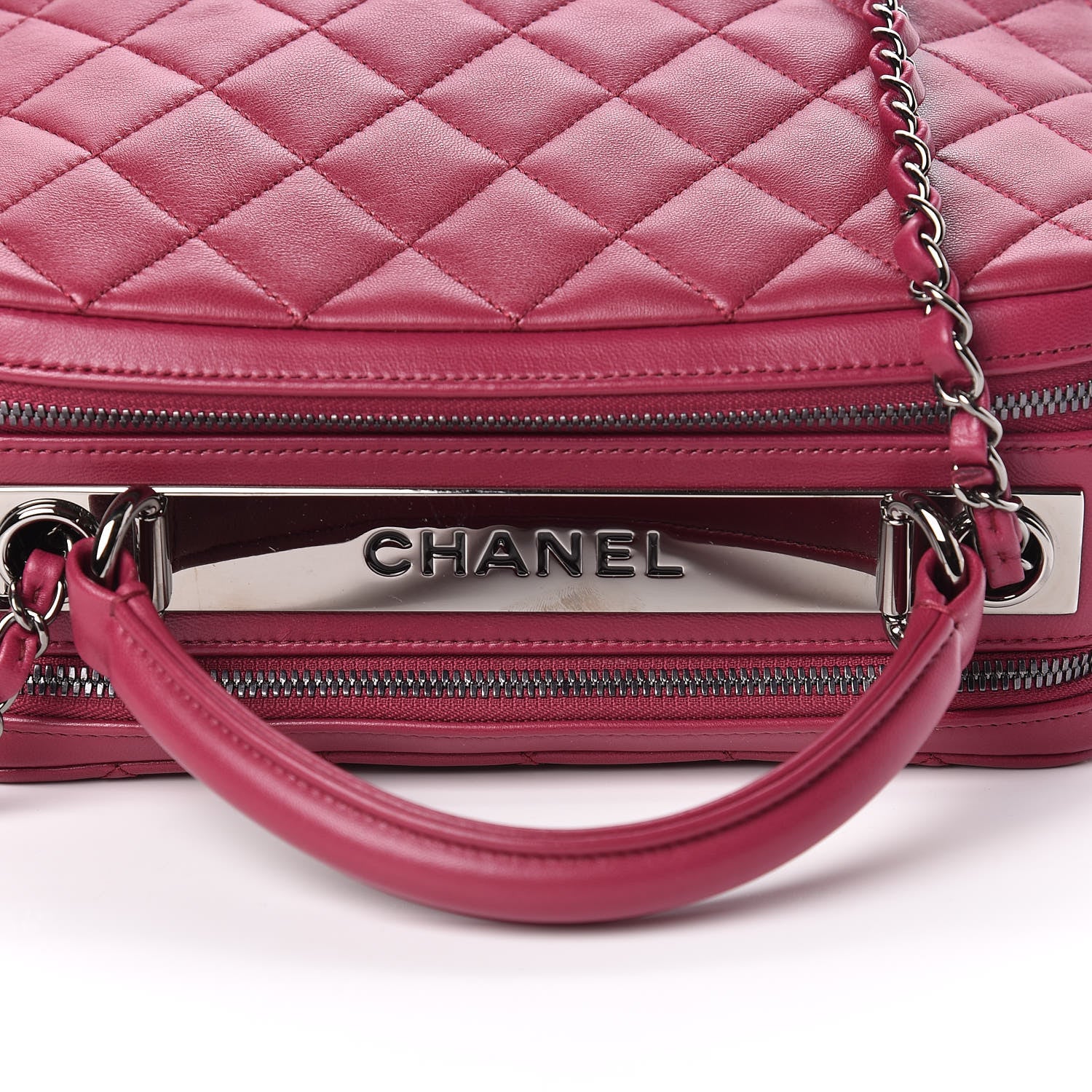 Chanel Lambskin Quilted Medium Trendy CC Bowling Bag Dark Pink 11 of 13