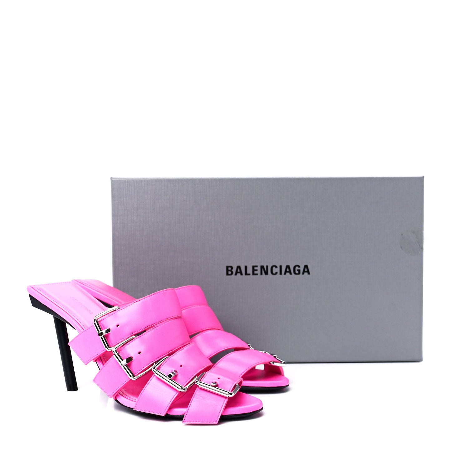 Shiny Sheepskin Bluckle K 80mm Sandals 37 Fluo Pink