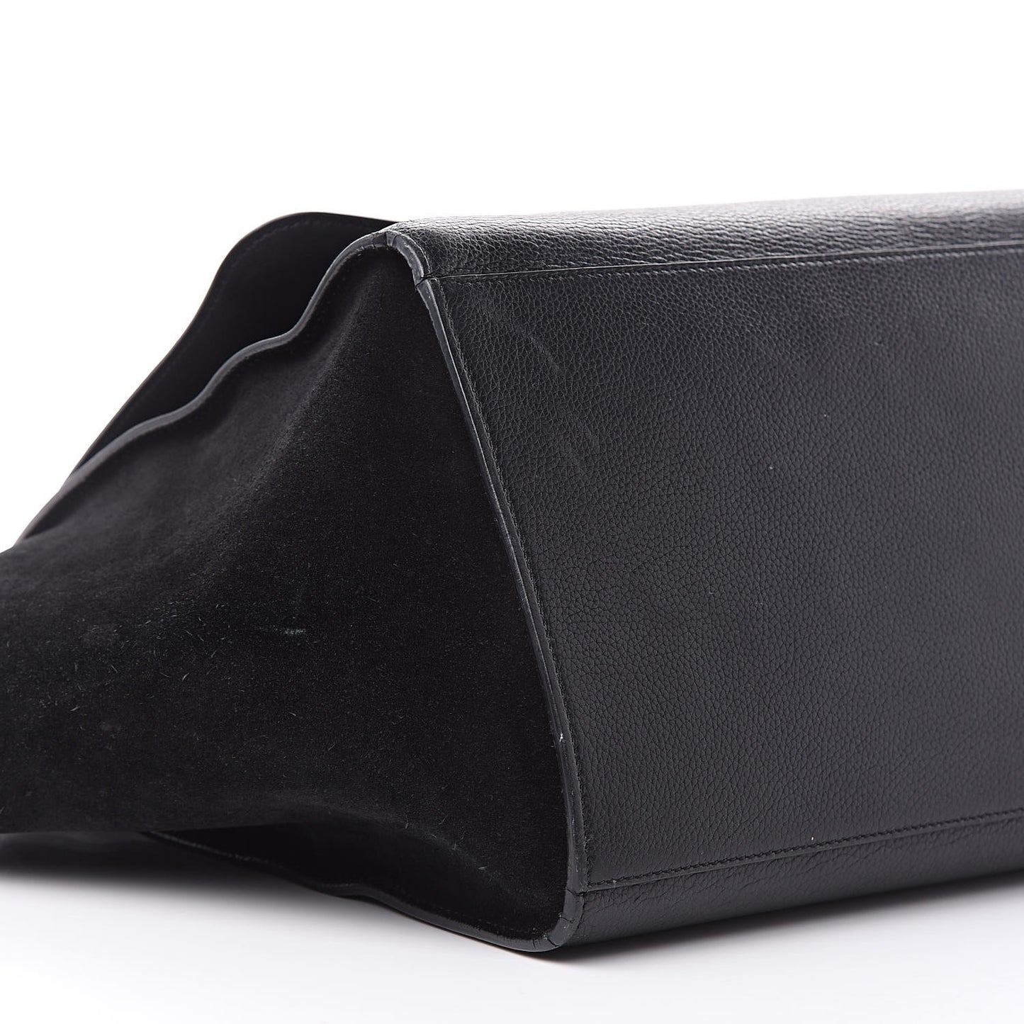 Drummed Calfskin Suede Large Trapeze Black