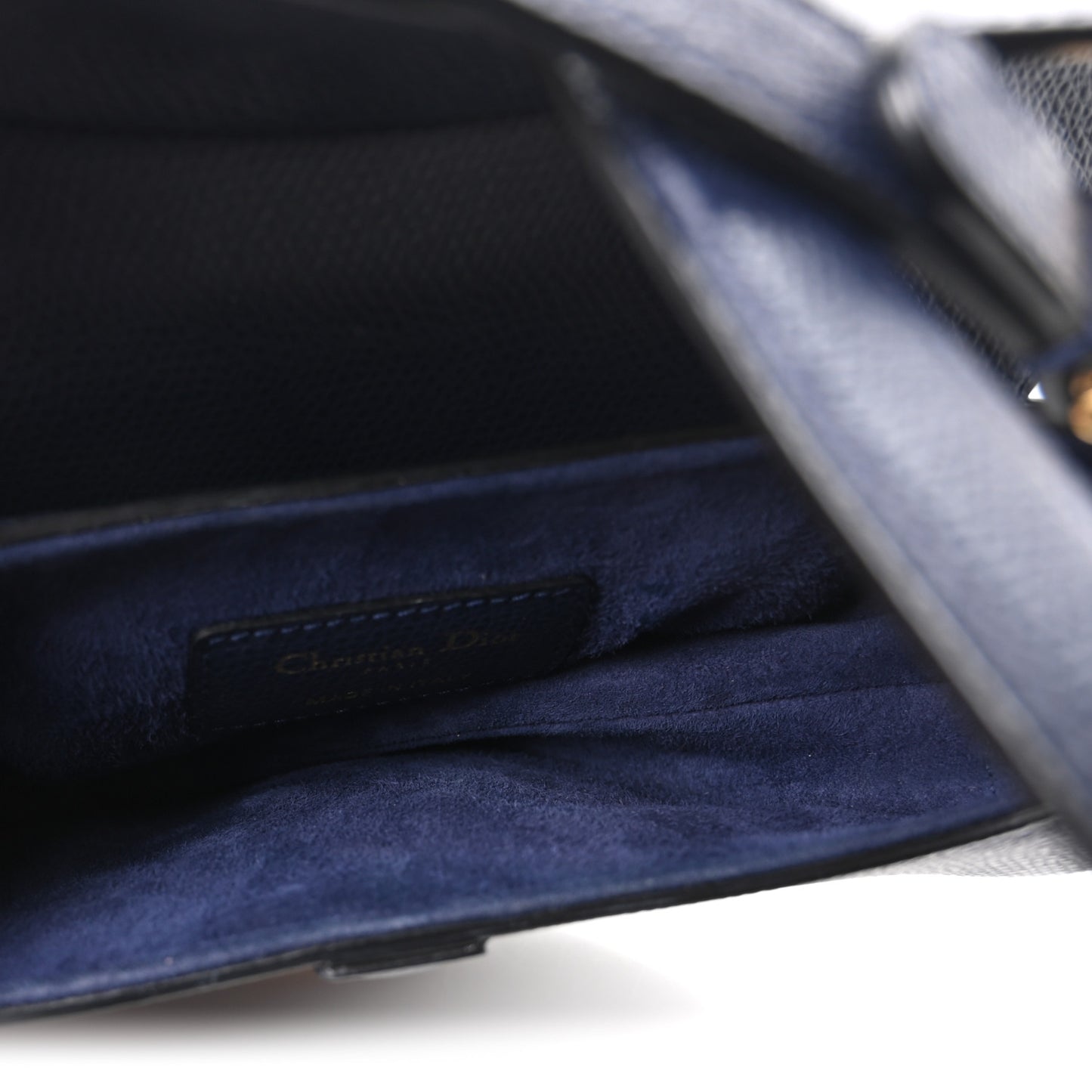 Grained Calfskin Mini Saddle Bag Navy