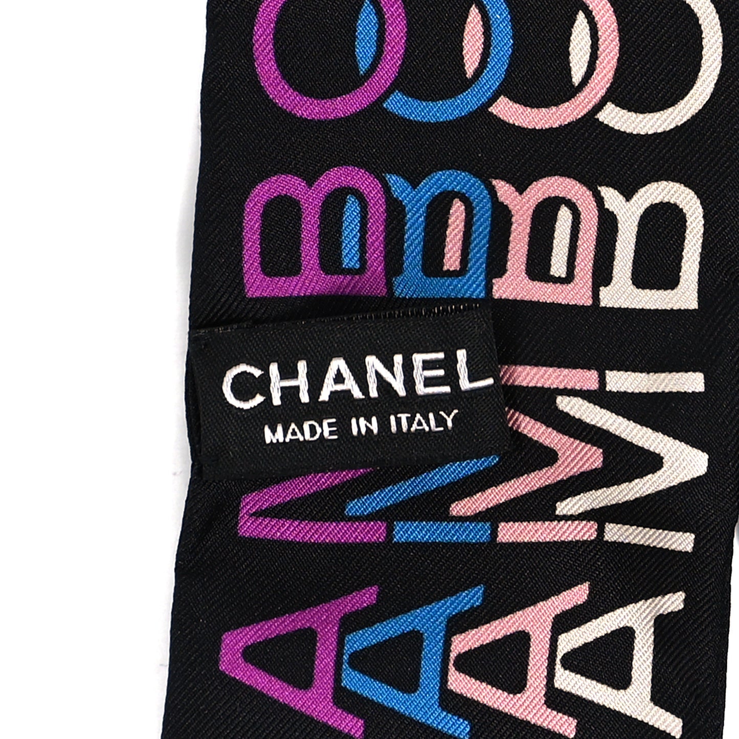 Silk Logo Slim Bandeau Scarf Black Multicolor