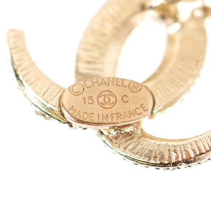 Chanel Crystal CC Moon Earrings Gold 4 of 5
