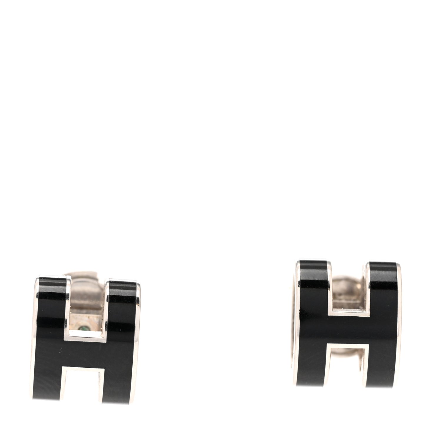 Palladium Lacquered Mini Pop H Earrings Black
