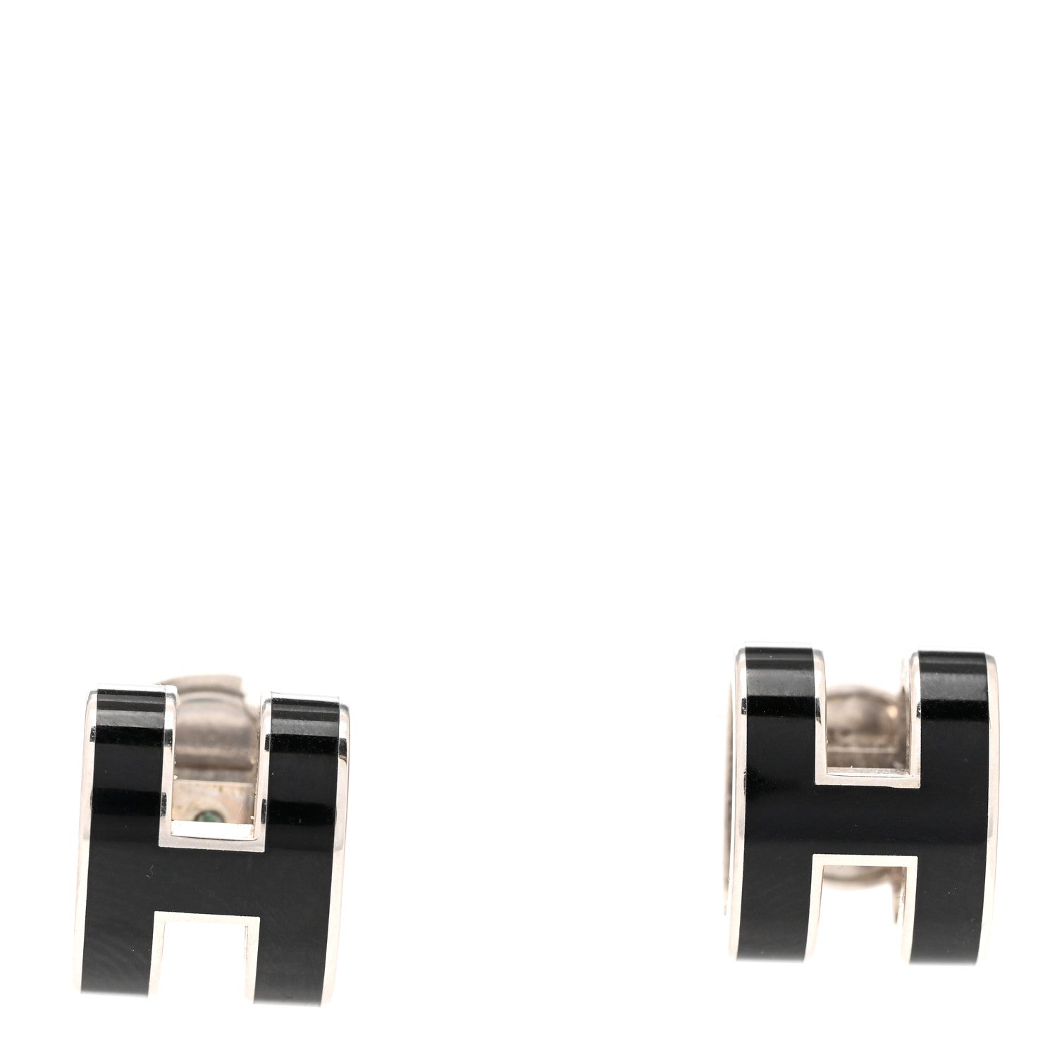 Hermes Palladium Lacquered Mini Pop H Earrings Black 1 of 6