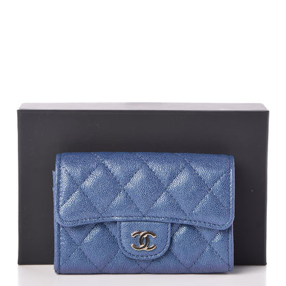 Chanel Iridescent Caviar Quilted Flap Card Holder Dark Blue 9 of 9